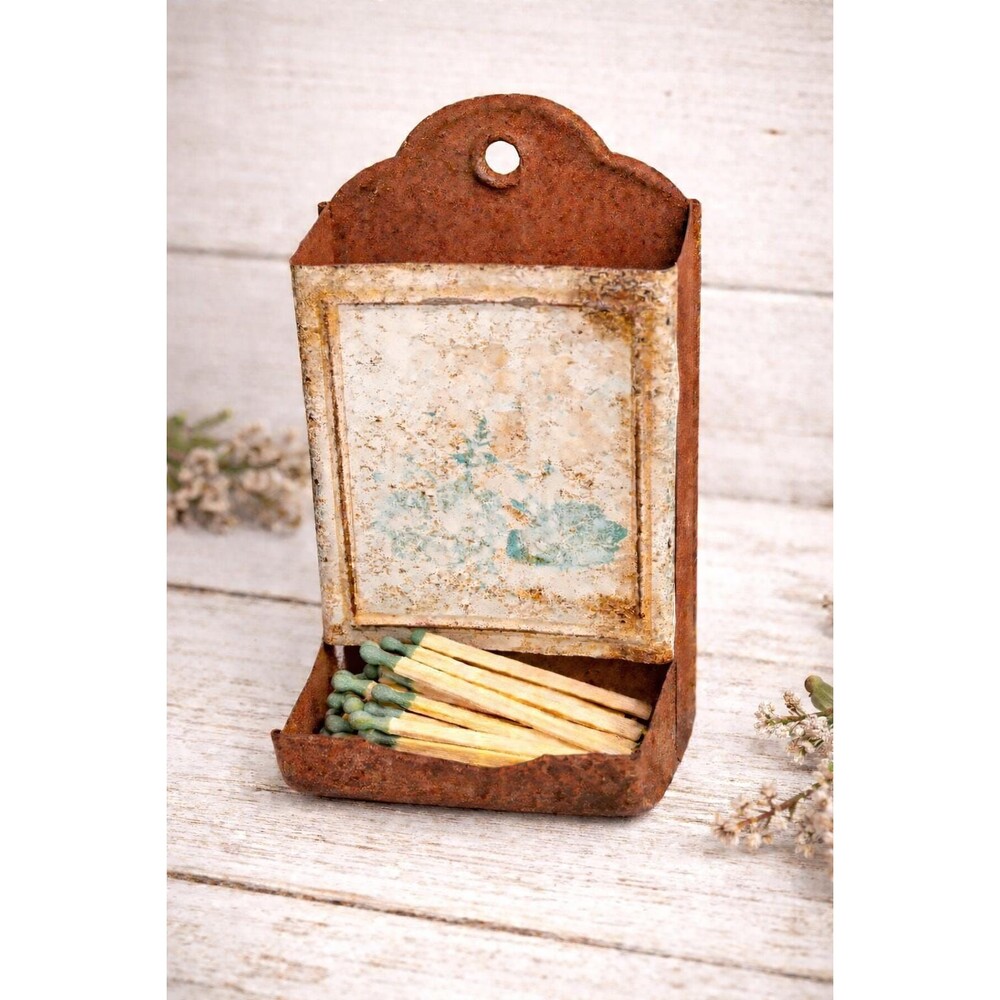 Vintage Metal Match Holder | Rustic Farmhouse Match Primitive Kitchen